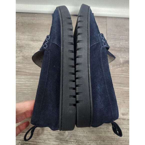 Vionic Women's Sz. 7.5 Navy Blue Suede Loafers Black Bottoms - Picture 5 of 7